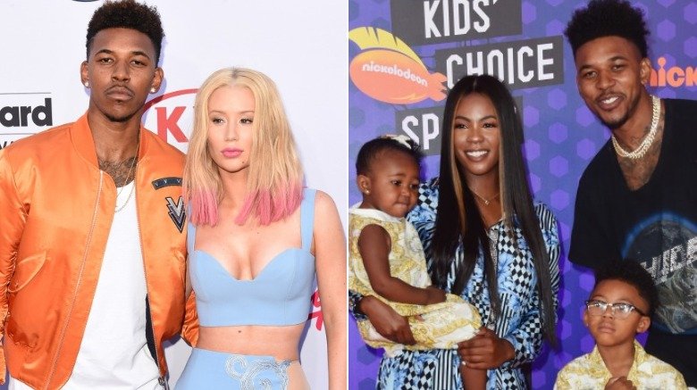 Nick Young e Iggy Azalea / Nick Young con Keonna Green y sus dos hijos