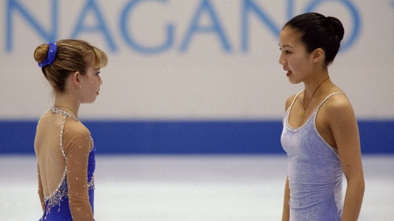 Tara Lipinski y Michelle Kwan en los Juegos Olímpicos de Invierno de Nagano 1998