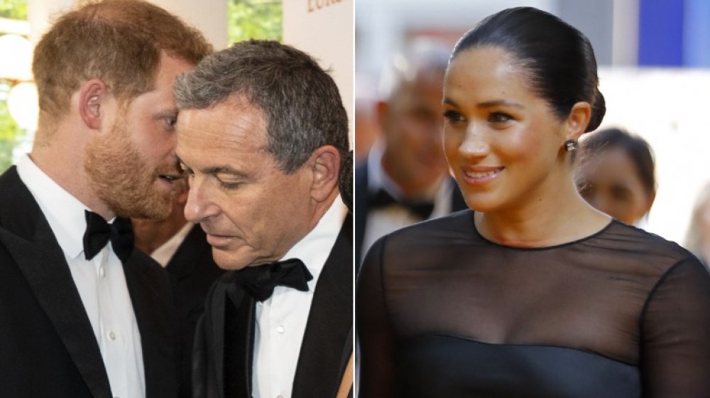 Príncipe Harry, Bob Iger, Meghan Markle en el estreno de El Rey León