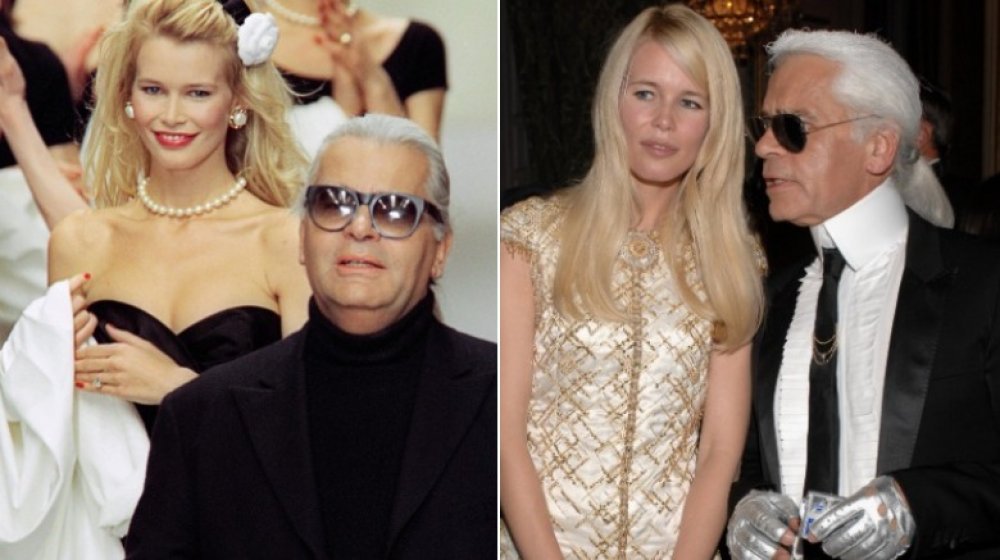 Claudia Schiffer, Karl Lagerfeld en 1995 y 2006