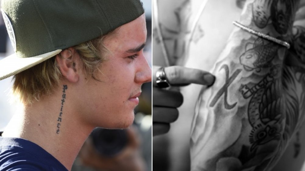 Tatuaje de la paciencia de Justin Bieber, tatuaje x de Justin Bieber