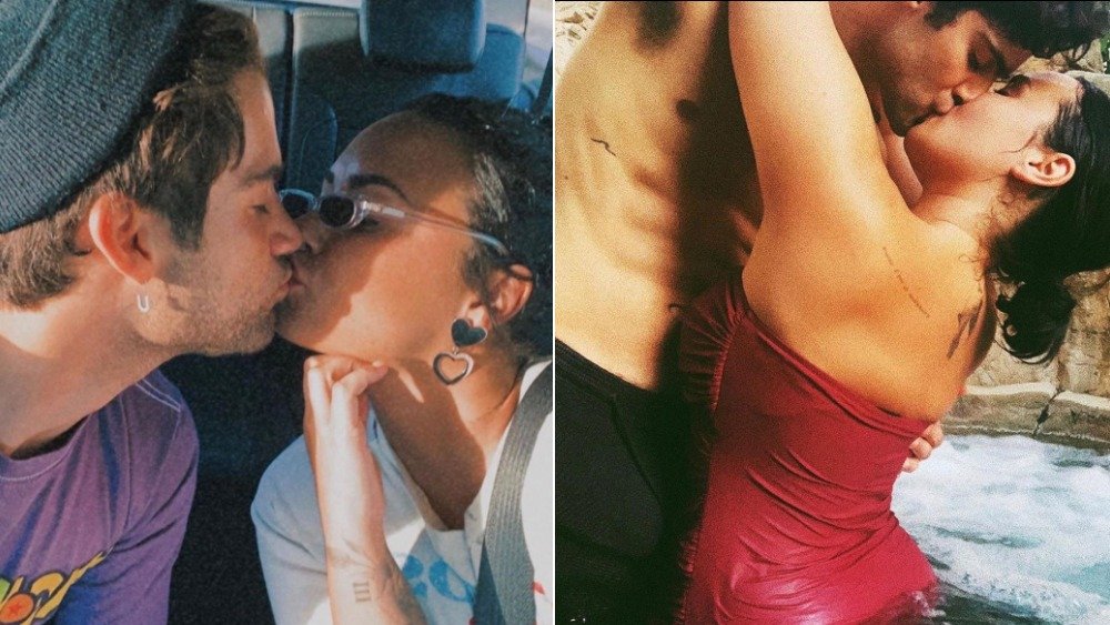 Max Ehrich y Demi Lovato besándose en Instagram selfies