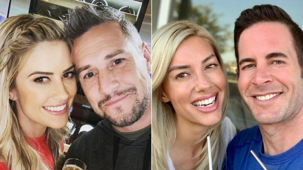 Christina Anstead y Ant Anstead, y Heather Rae Young y Tarek El Moussa posando para selfies en Instagram