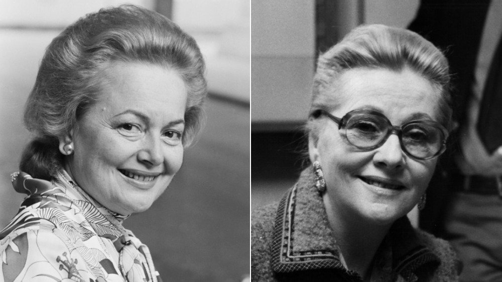 Imagen dividida de las hermanas Olivia de Havilland, Joan Fontaine