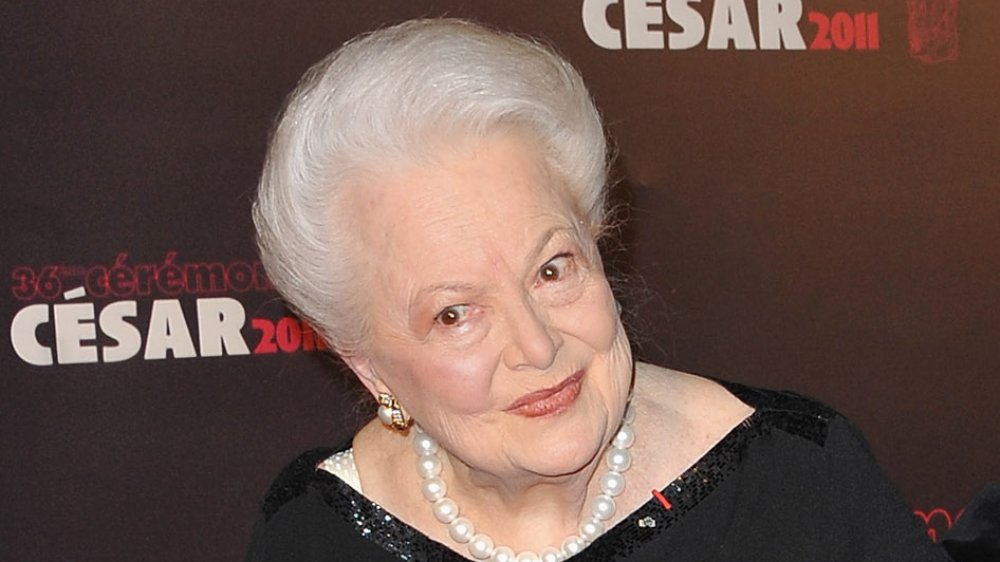 Olivia de Havilland sonriendo en el 2011 Cesar Film Awards francés