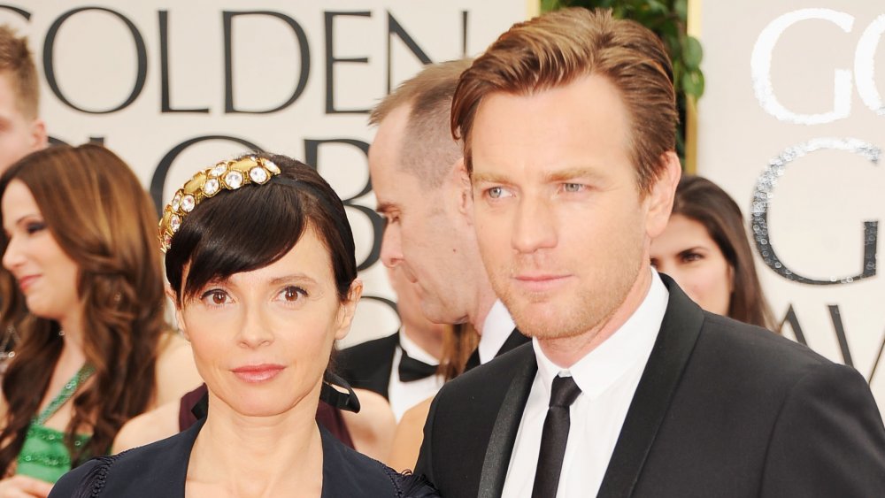 Eve Mavrakis and Ewan McGregor attending the 2012 Golden Globes