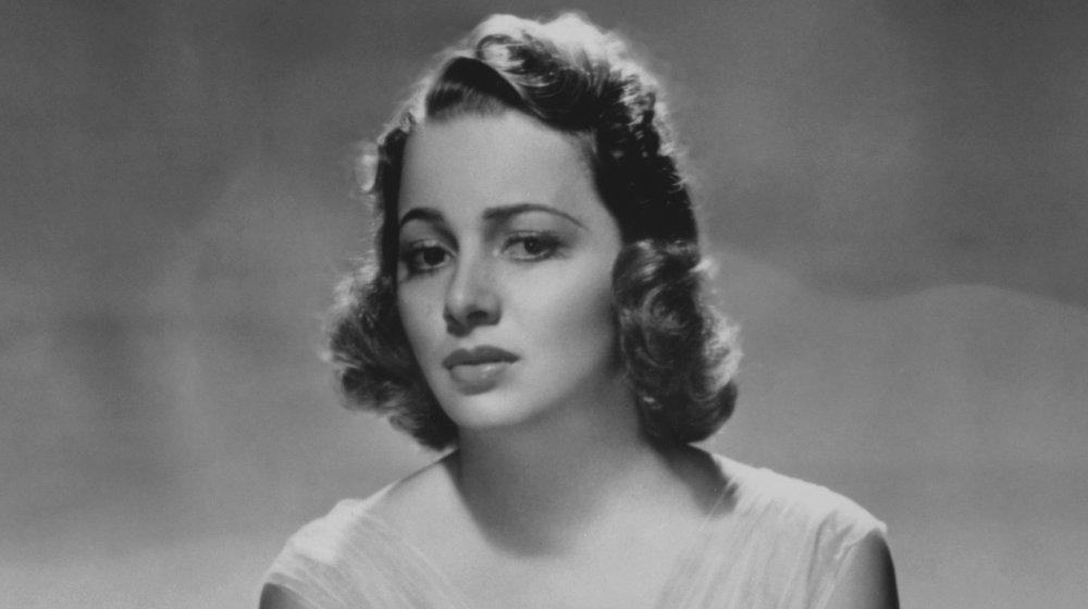 Foto en blanco y negro de Olivia de Havilland, tomada en 1938