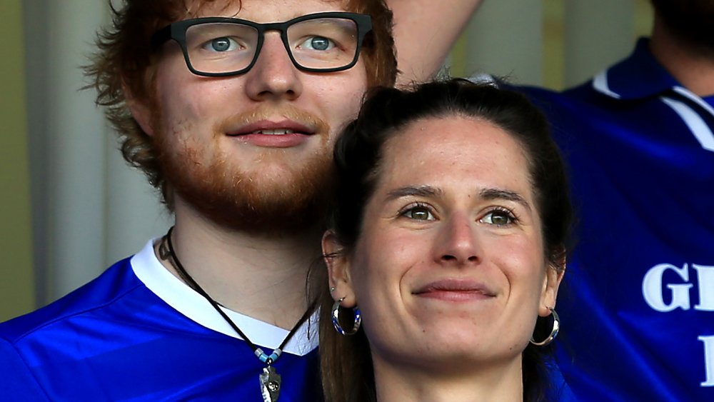 Ed Sheeran and Cherry Seaborn at the Sky Bet Championship match between Ipswich Town and Aston Villa