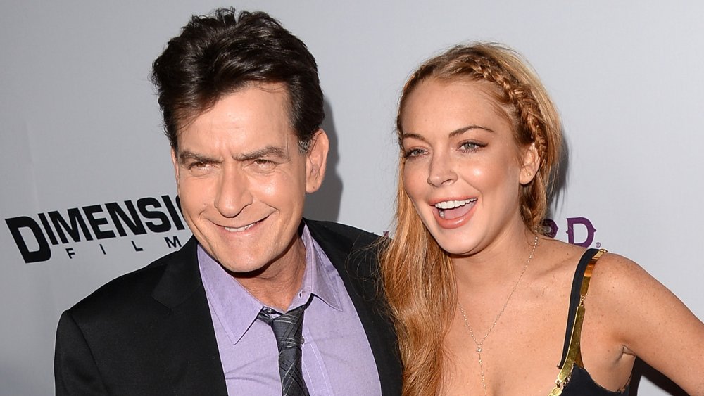 Charlie Sheen y Lindsay Lohan en el estreno de Scary Movie 5