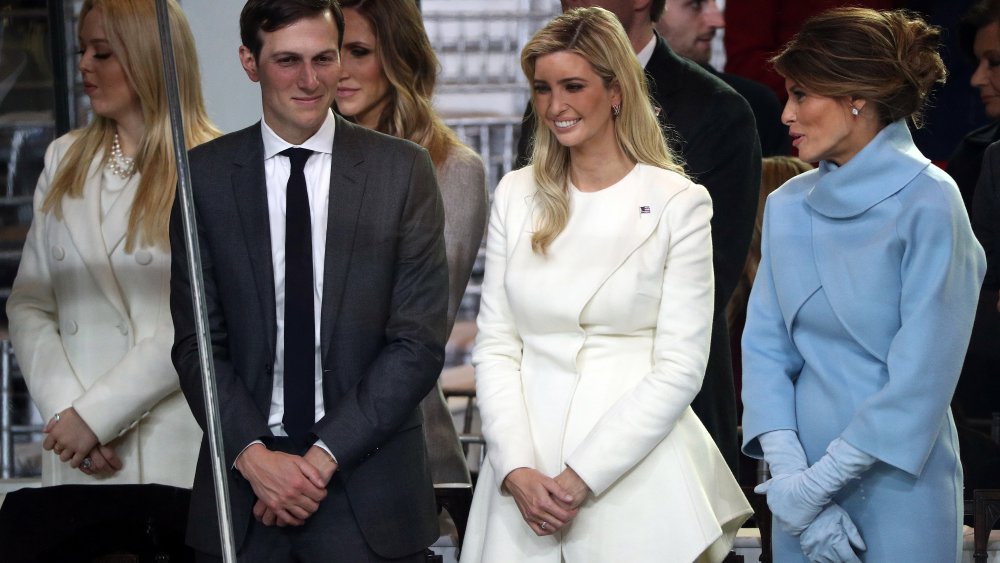 Tiffany Trump, Jared Kushner, Ivanka Trump y Melania Trump en la inauguración de Donald Trump