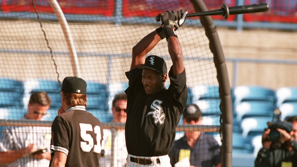 Michael Jordan en su primer día de entrenamiento de primavera con los Medias Blancas de Chicago 