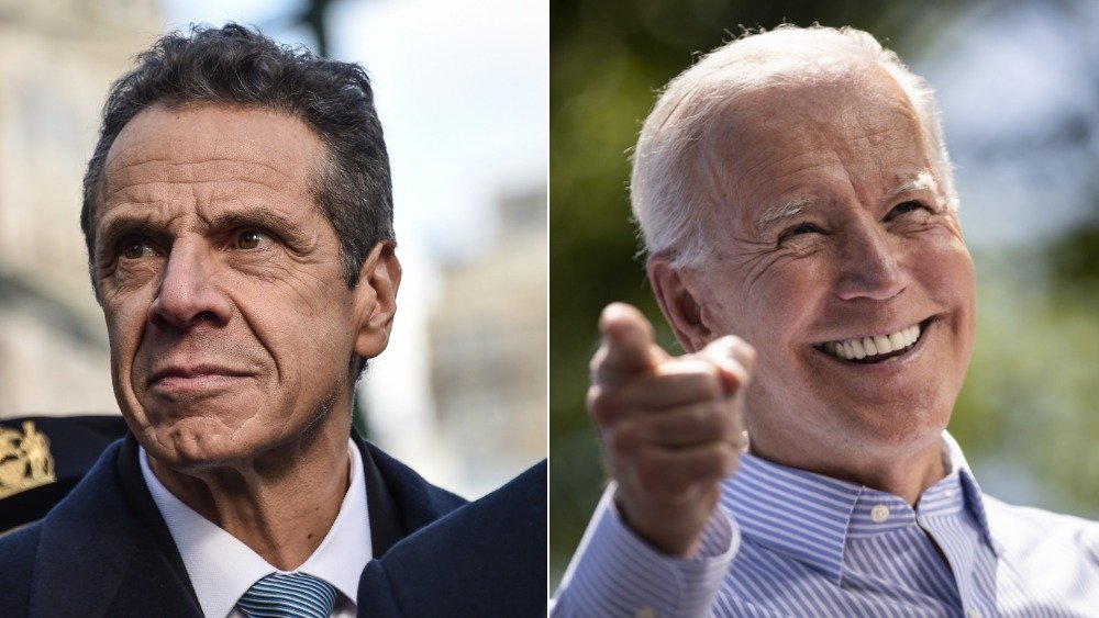 El gobernador de Nueva York, Andrew Cuomo; ex Vicepresidente Joe Biden