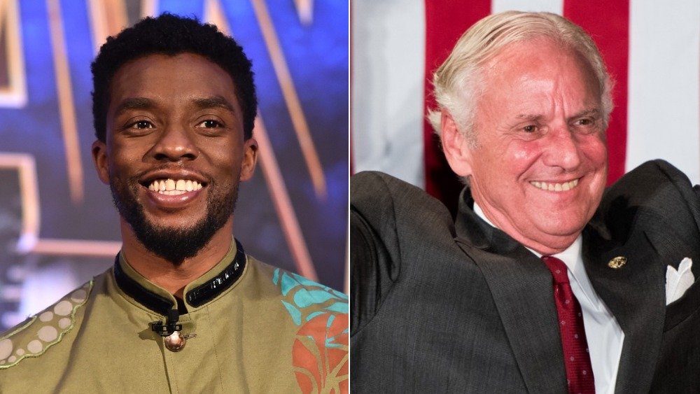 Imagen dividida de Chadwick Boseman y el gobernador Henry McMaster