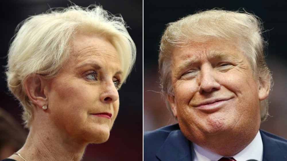 Imagen dividida de Cindy McCain y Donald Trump