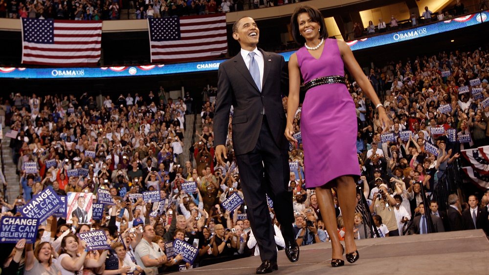 Barack Obama y Michelle Obama en un evento de campaña en junio de 2008