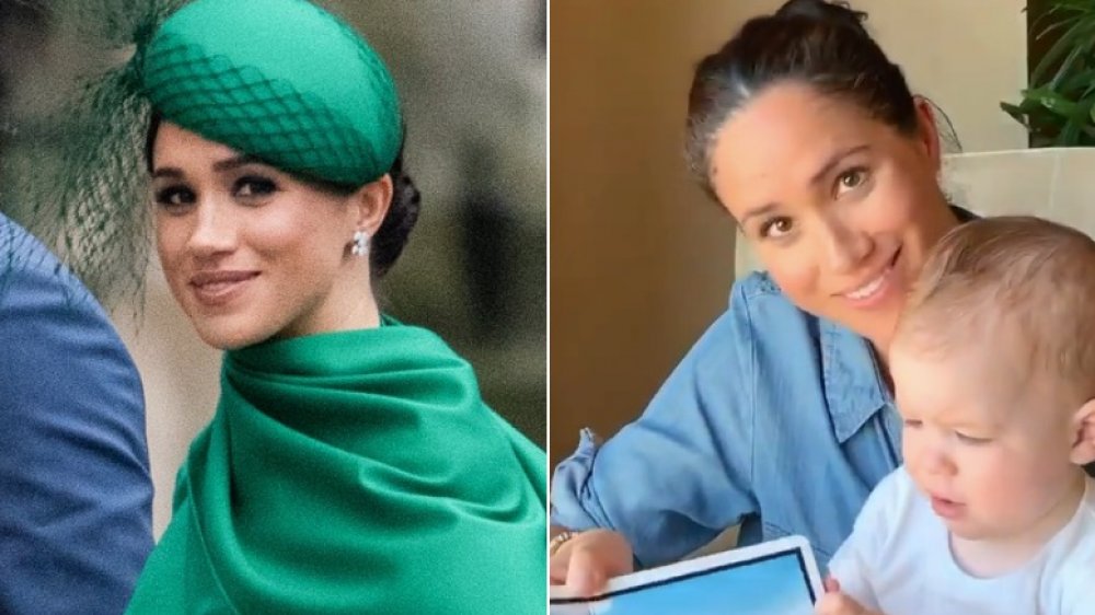 Meghan Markle (izquierda) en The Commonwealth Day Service en marzo de 2020, y (derecha) leyendo un libro con su hijo Archie en Instagram