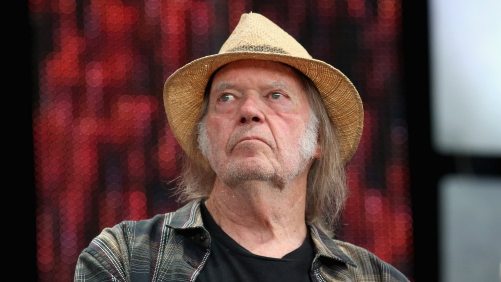 Neil Young en conferencia de prensa para Farm Aid 34 en 2019