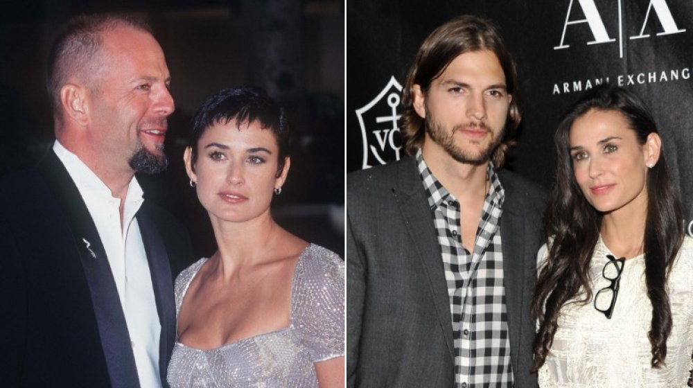 Bruce Willis Demi Moore en los Globos de Oro en 1997; Ashton Kutcher y Demi Moore en los Urban Zen Stephan Weiss Apple Awards en 2011