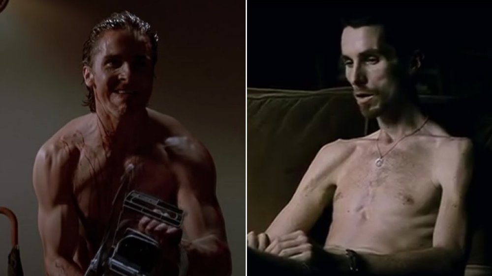 Christian Bale en American Psycho a la izquierda, Christian Bale en The Machinist a la derecha