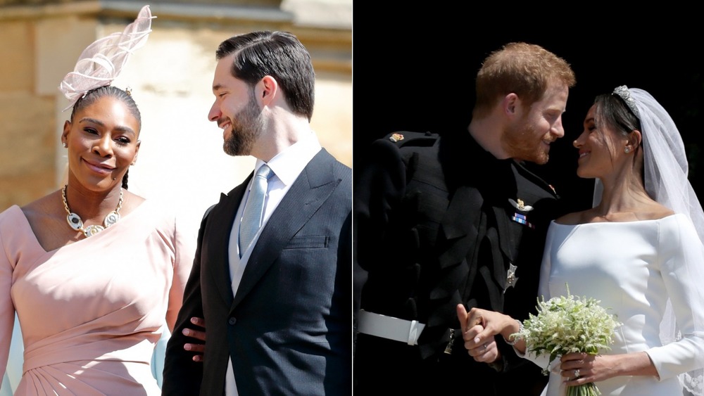 Serena Williams y Alexis Ohanian y el príncipe Harry y Meghan Markle en su boda