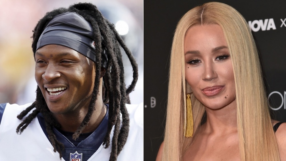 Iggy Azalea y DeAndre Hopkins sonriendo