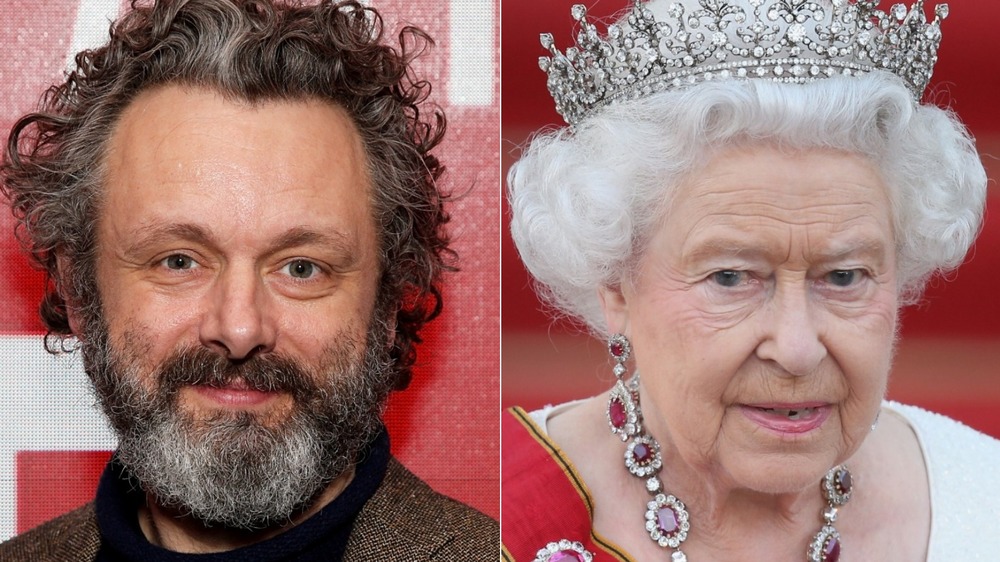 Michael Sheen y la reina Isabel II