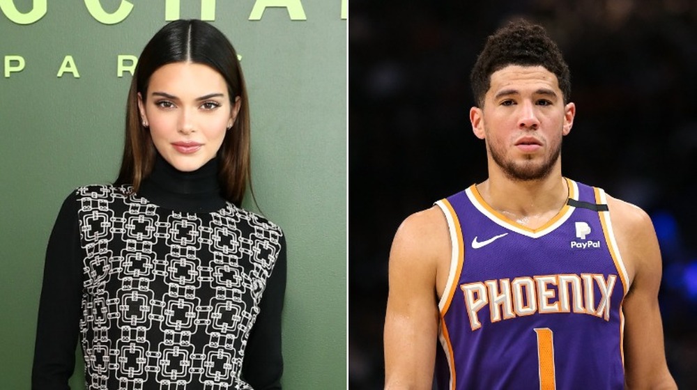 Kendall Jenner en un evento, Devin Booker en la cancha