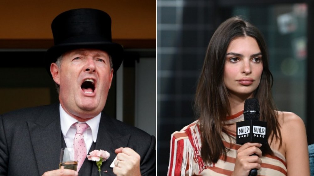 Piers Morgan en Royal Ascot en 2019;  Emily Ratajkowski en Build Studio