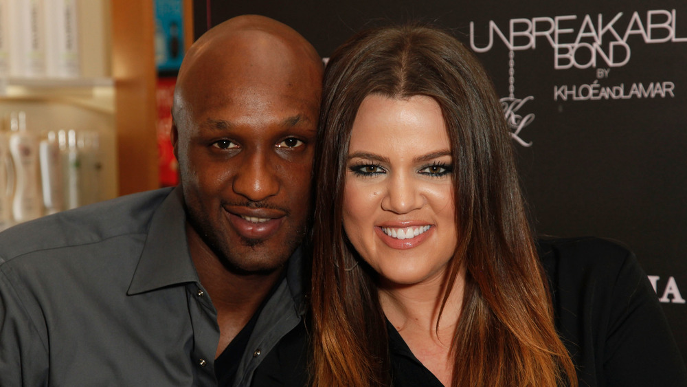 Lamar Odom y Khloe Kardashian en un evento