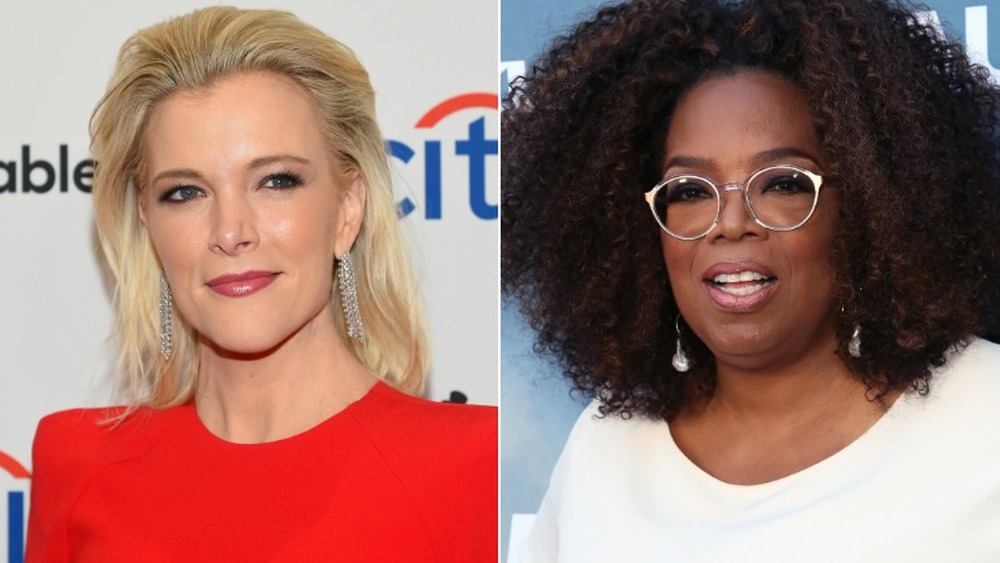 Megyn Kelly y Oprah Winfrey posando en la alfombra roja en imagen dividida