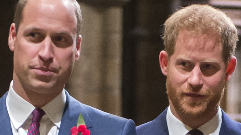 Los príncipes William y Harry en un evento