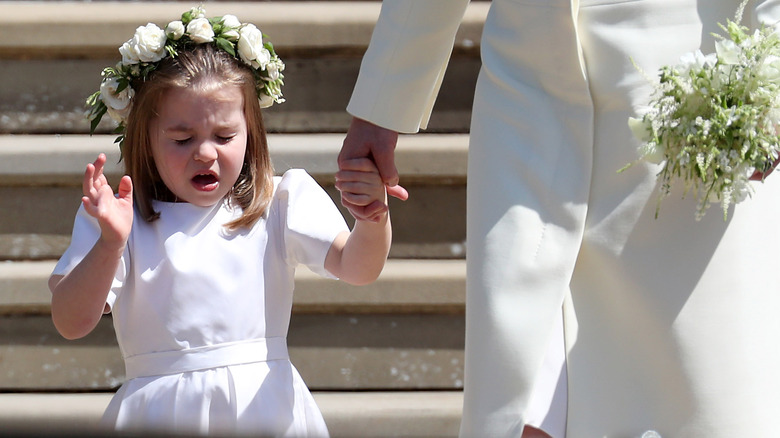 Princesa Charlotte estornudando en corona de flores