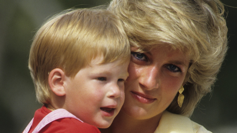 La princesa Diana y el príncipe Harry en un evento 