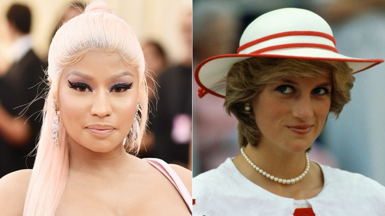 Nicki Minaj sonriendo;  Princesa Diana sonriendo