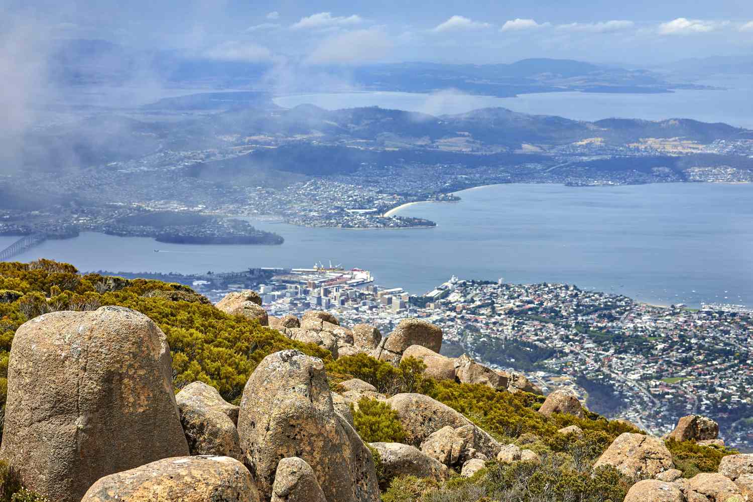 Vista aérea desde el Monte Wellington de Hobart, Australia 