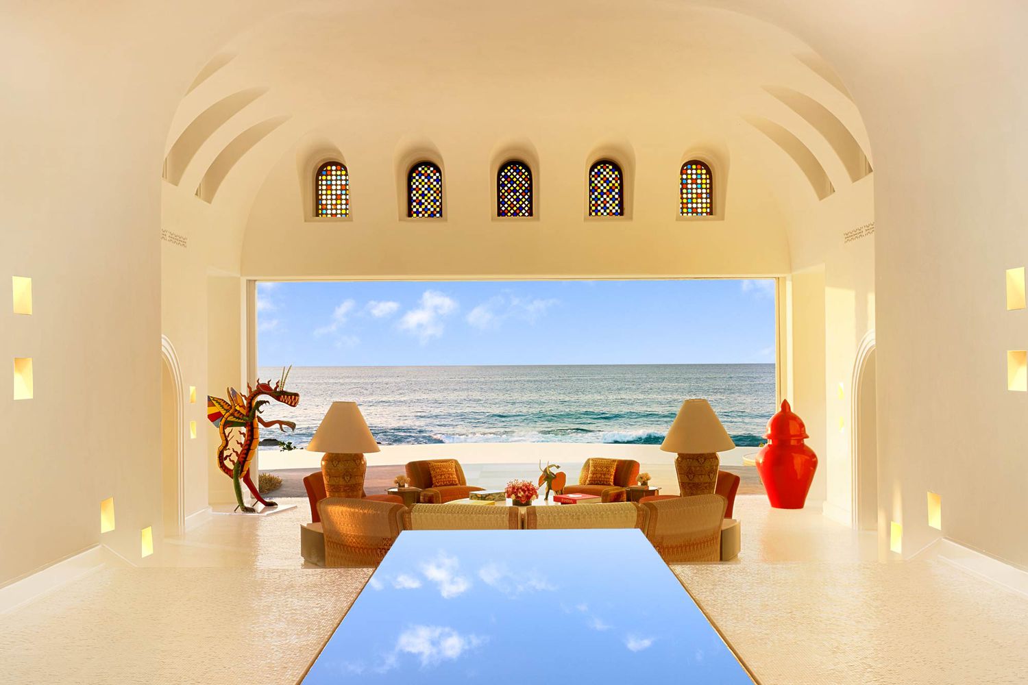 Sala de spa con vista al mar en Las Ventanas al Paraíso, a Rosewood Resort