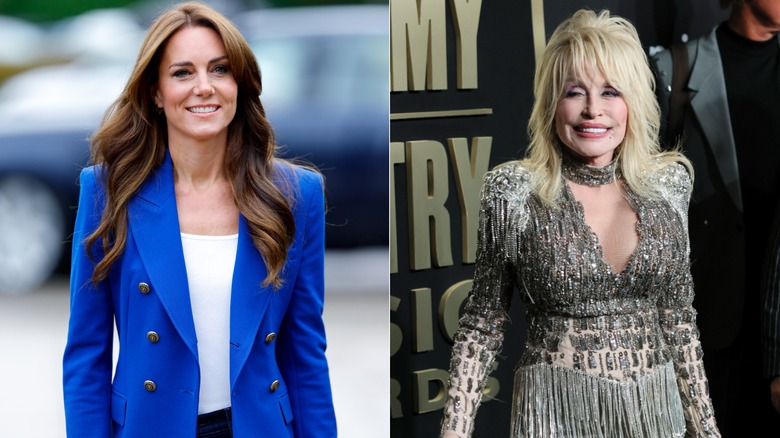 Kate Middleton caminando, Dolly Parton sonriendo