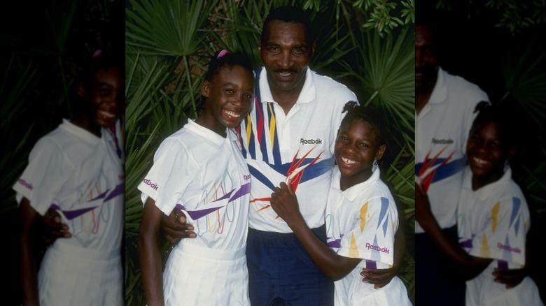 Serena y Venus Williams con Richard en 1992