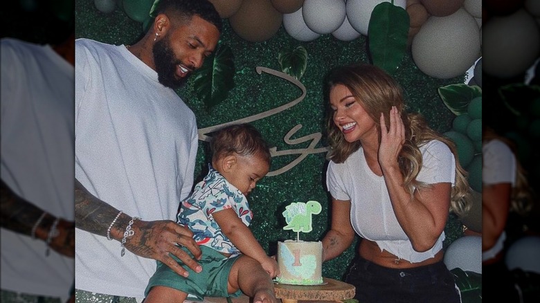 Odell Beckham Jr. y Lauren Wood con su hijo Zydn