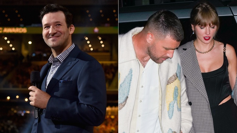 Tony Romo; Imagen dividida de Travis Kelce y Taylor Swift