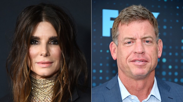 Sandra Bullock y Troy Aikman, uno al lado del otro